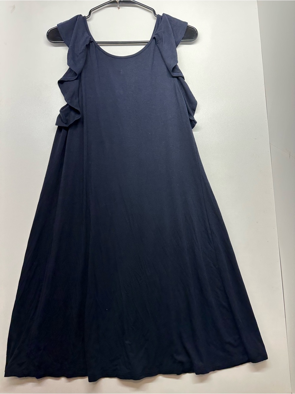 LOFT Navy Ruffle-Sleeve Swing Dress